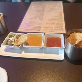 Mesero - 12South, Nashville - Salsa trio / tomatillo/three pepper/red salsa with homemade chips - Mexican Near Me - Nashville, Tennessee Mesero - 12South, Nashville - Salsa trio / tomatillo/three pepper/red salsa with homemade chips - Mexican Near Me - Nashville, Tennessee