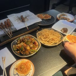 Skewers, Scallops, Oysters, Clams, Sour Fries
