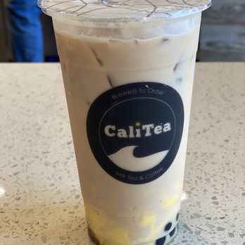 CaliTea RPV - Hokkaido Milk Tea with boba and egg pudding. 5 stars - Coffee & Tea Near Me - Rancho Palos Verdes, California