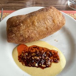 Yee Peggy Emperor's Kitchen - Excited to be diving into yet another world-class egg roll at Emperor's! Mix the hot mustard and pepper oil! Woah!