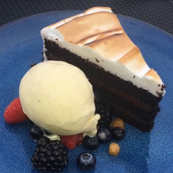 The Rooftop - Chocolate cake with ganache and toasted marshmallow frosting and side of ice cream. So good - Asian Fusion Near Me - Beverly Hills, California The Rooftop - Chocolate cake with ganache and toasted marshmallow frosting and side of ice cream. So good - Asian Fusion Near Me - Beverly Hills, California