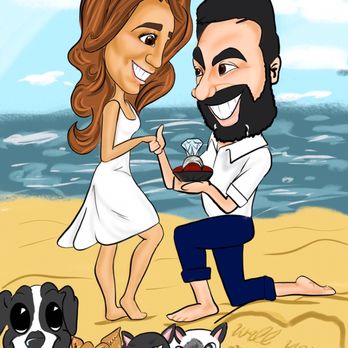 Bubble Head Caricatures - Proposal caricature - Caricatures Near Me Bubble Head Caricatures - Proposal caricature - Caricatures Near Me