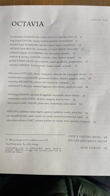 Menu photo 1 Octavia San Francisco, CA Menu photo 1 Octavia San Francisco, CA