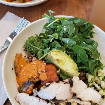 Flower Child - Mother Earth bowl and chicken combination bowl. - Salad Near Me - Del Mar, California Flower Child - Mother Earth bowl and chicken combination bowl. - Salad Near Me - Del Mar, California