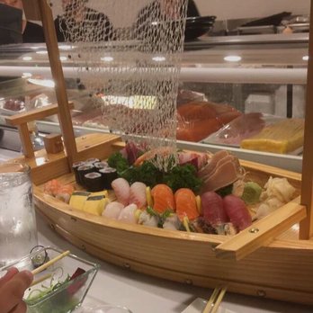 AKA Sushi - Loveboat for 2! Came with miso soup, salad, and seaweed salad. - Sushi Bars Near Me - Jackson, Michigan
