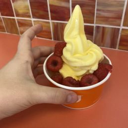 Pineapple Froyo with Fresh Raspberries