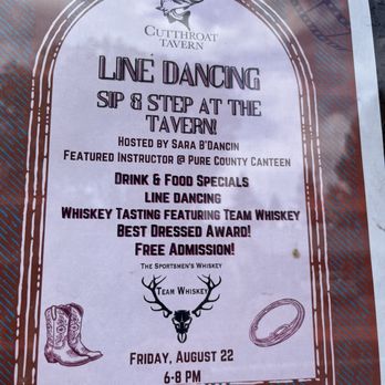 Cutthroat Tavern - Line Dancing Flier - Burgers Near Me - Markleeville, California Cutthroat Tavern - Line Dancing Flier - Burgers Near Me - Markleeville, California