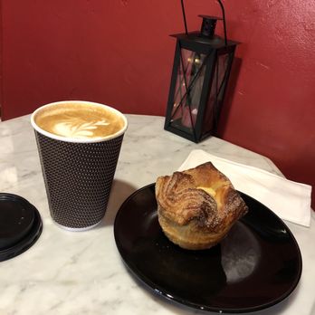 Caffe Enzo - Vanilla latte with cream filled pastry - Cafes Near Me - Albuquerque, New Mexico