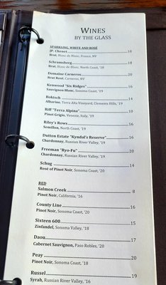 Menu photo 7 Drakes Fireside Lounge Bodega Bay, CA