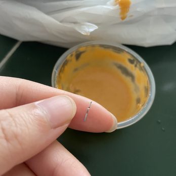 Sunny Wings - Half of the metal piece found after bite of chicken and rice - Chicken Wings Near Me - Duluth, Georgia Sunny Wings - Half of the metal piece found after bite of chicken and rice - Chicken Wings Near Me - Duluth, Georgia
