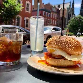 Dooby's - Bacon, egg and cheese breakfast sandwich with a cocktail - Coffee & Tea Near Me - Baltimore, Maryland Dooby's - Bacon, egg and cheese breakfast sandwich with a cocktail - Coffee & Tea Near Me - Baltimore, Maryland