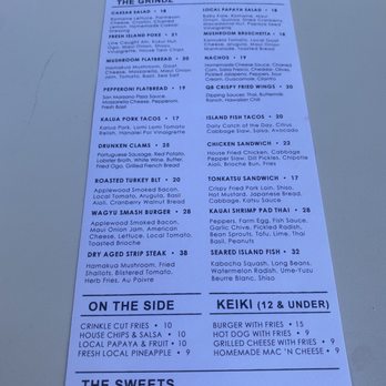 Queensbreak Restaurant - Menu - New American Near Me - Honolulu, Hawaii
