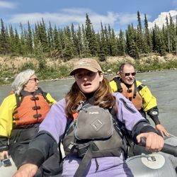 Denali Raft Adventures - Kelly (our boat driver) in the purple dry suit