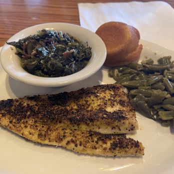 Cracker Barrel Old Country Store - Lemon Pepper Grilled Rainbow Trout, green beans and turnips. - American Near Me - Fairburn, Georgia Cracker Barrel Old Country Store - Lemon Pepper Grilled Rainbow Trout, green beans and turnips. - American Near Me - Fairburn, Georgia