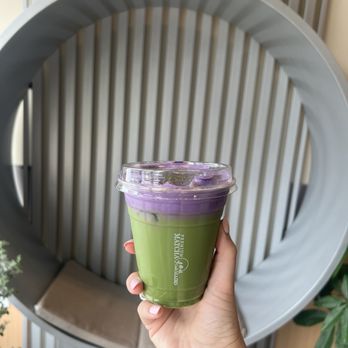 Matcha Cafe Maiko - Iced Matcha latte with Ube cold foam - Shaved Ice Near Me - Orlando, Florida