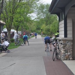 Old Plank Road trail - As the trail goes through downtown Frankfort - the building is the super clean public washrooms.