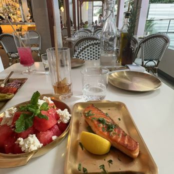 Motek - Brickell - Watermelon salad, salmon - Mediterranean Near Me - Miami, Florida