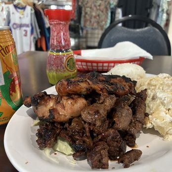 Pacific Island Taste - Mix plate with teriyaki beef and bbq chicken. Perfectly cooked, steamed rice and the best island macaroni salad. - Hawaiian Near Me - Las Vegas, Nevada