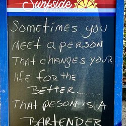 Shine's Bar - Sidewalk signage by the front door