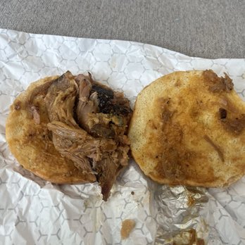 Buc-ee's - Supposed to be a big Carolina pulled pork sandwich. It was neither big nor pulled. Small chunks. Tasted good... but $10 for this? Bruh - Gas Stations Near Me - Denton, Texas