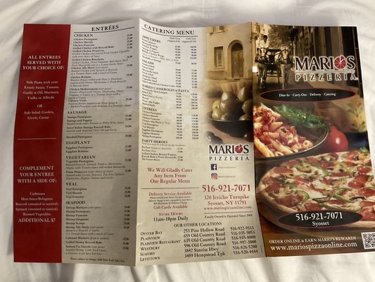 Menu photo 1 Mario's Pizzeria Syosset, NY Menu photo 1 Mario's Pizzeria Syosset, NY