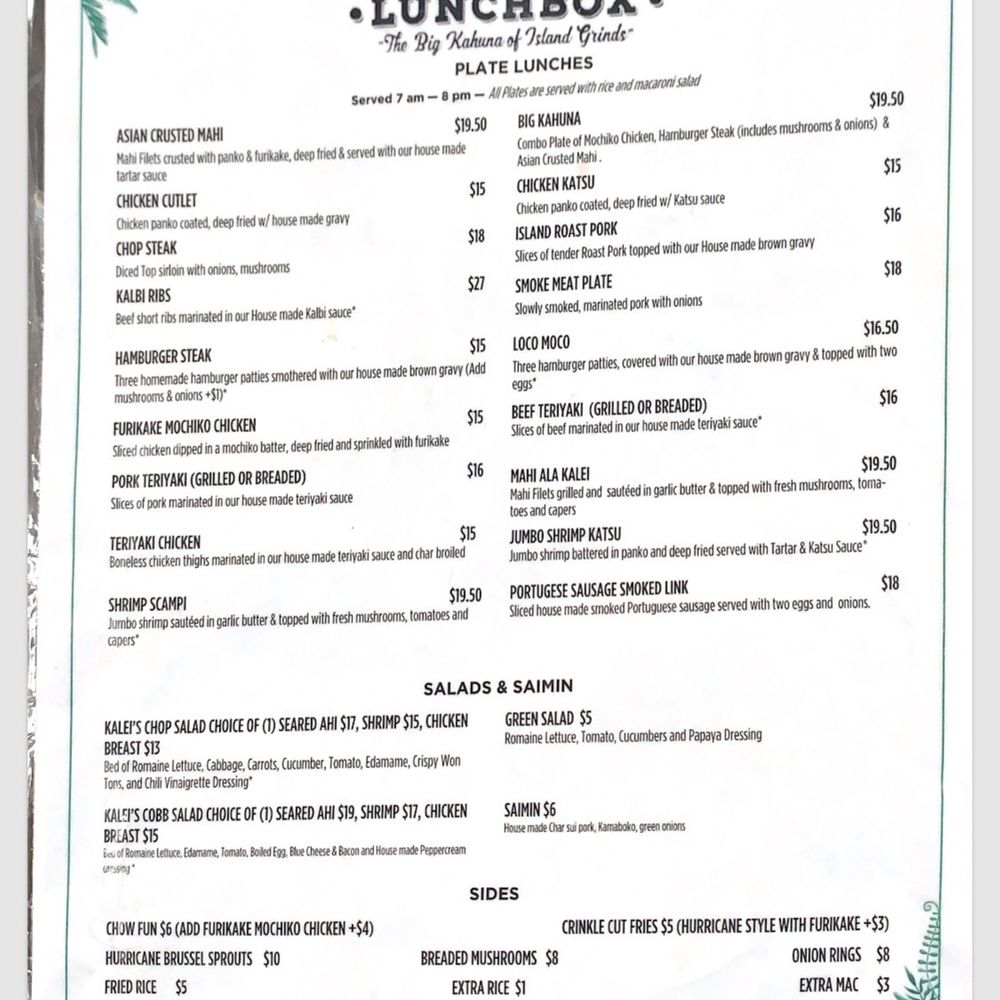 Kaleis Lunchbox - Menu - Hawaiian Near Me - Wailuku, Hawaii Kaleis Lunchbox - Menu - Hawaiian Near Me - Wailuku, Hawaii
