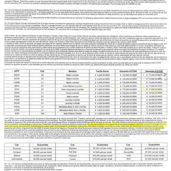 Europcar - This is the paper they will give you forcing you to buy the $250 a week insurance for the $50 a week rental. - Car Rental Near Me - Cancún, ROO