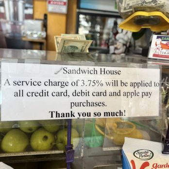 Sandwich House - 3.75% surcharge for credit card, so bring cash! - Sandwiches Near Me - Cypress, California Sandwich House - 3.75% surcharge for credit card, so bring cash! - Sandwiches Near Me - Cypress, California