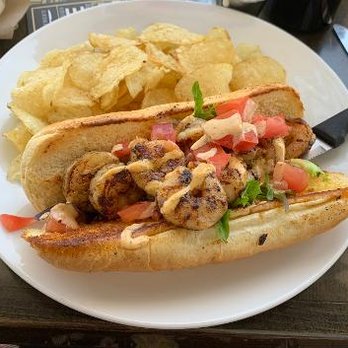 Bourbon Street Grille - blackened shrimp po boy with homemade chips - Cajun/Creole Near Me - Dahlonega, Georgia Bourbon Street Grille - blackened shrimp po boy with homemade chips - Cajun/Creole Near Me - Dahlonega, Georgia