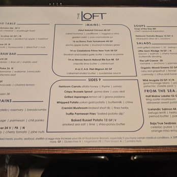 The Loft - Dinner Menu - New American Near Me - Laguna Beach, California
