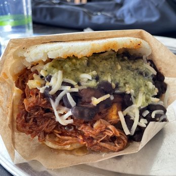 Quiero Arepas - Pabellon arepa, meat, maduros, beans, cheese, salsa and extra delicious - Gluten-Free Near Me - Denver, Colorado Quiero Arepas - Pabellon arepa, meat, maduros, beans, cheese, salsa and extra delicious - Gluten-Free Near Me - Denver, Colorado