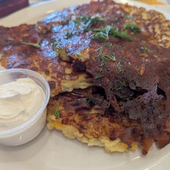 Ann Sather Restaurant & Catering - Cheddar bacon potato pancakes - Scandinavian Near Me - Chicago, Illinois Ann Sather Restaurant & Catering - Cheddar bacon potato pancakes - Scandinavian Near Me - Chicago, Illinois