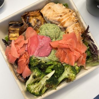 Little Beet - Build your own with seared salmon, charred broccoli, sweet potatoes, avocado bean dip, beet hummus, pickled ginger - Salad Near Me - Washington, DC, District of Columbia