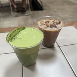twice matcha, iced mocha