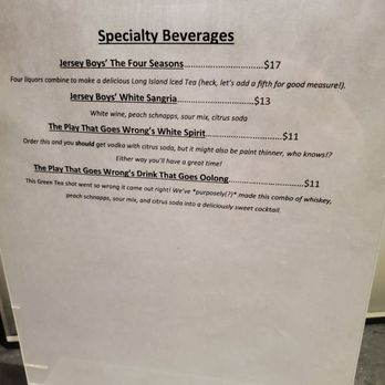 Jersey Boys - Specialty cocktails at the bar - Performing Arts Near Me - New York, New York Jersey Boys - Specialty cocktails at the bar - Performing Arts Near Me - New York, New York