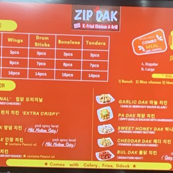 Zip Dak Korean Fried Chicken - Menu - Korean Near Me - Kirkland, Washington