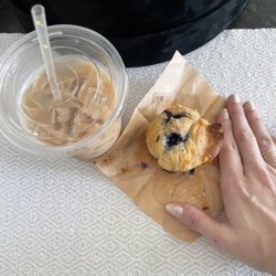 Lighthouse Coffee & Wine - Compare hand to how small muffins are :(