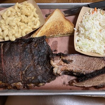 Haywood Smokehouse - Two Meat Combo Ribs and Brisket Mac & Cheese and Nana's Creamy Coleslaw - Barbeque Near Me - Franklin, North Carolina Haywood Smokehouse - Two Meat Combo Ribs and Brisket Mac & Cheese and Nana's Creamy Coleslaw - Barbeque Near Me - Franklin, North Carolina