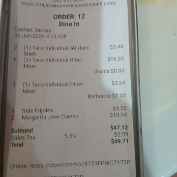 Mi Jacalito Restaurant - Very reasonably priced bill. - Mexican Near Me - Racine, Wisconsin Mi Jacalito Restaurant - Very reasonably priced bill. - Mexican Near Me - Racine, Wisconsin