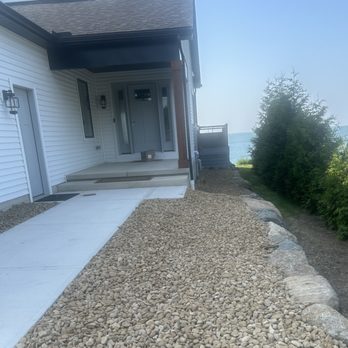 Demex Construction Services - River Rock Landscaping with proper drainage. - General Contractors Near Me - Avon Lake, Ohio