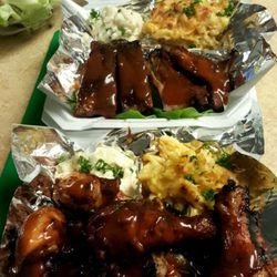 $10 plates one is Ribs and the other one is Chicken