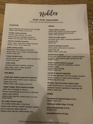 Menu photo 1 Nobles Café, Bar & Restaurant Edinburgh, EDH Menu photo 1 Nobles Café, Bar & Restaurant Edinburgh, EDH