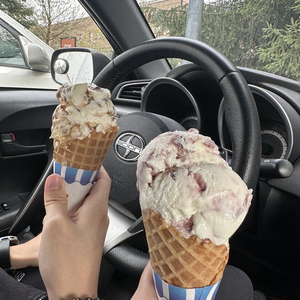 Ferdinand's Ice Cream Shoppe - Tin Lizzy (left) and blackberry (right) - Ice Cream & Frozen Yogurt Near Me - Pullman, Washington