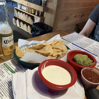 Norte Azul Cantina - Tortilla chips with a trio of dips: queso guacamole and salsa, delicious - Mexican Near Me - Stephentown, New York Norte Azul Cantina - Tortilla chips with a trio of dips: queso guacamole and salsa, delicious - Mexican Near Me - Stephentown, New York