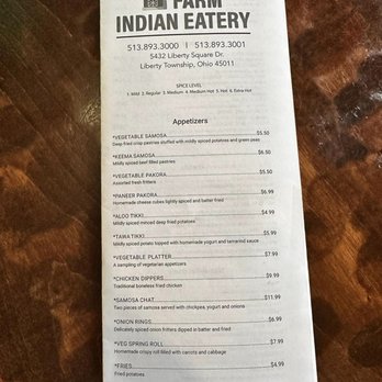 Farm Indian Eatery - the menu - Indian Near Me - Hamilton, Ohio