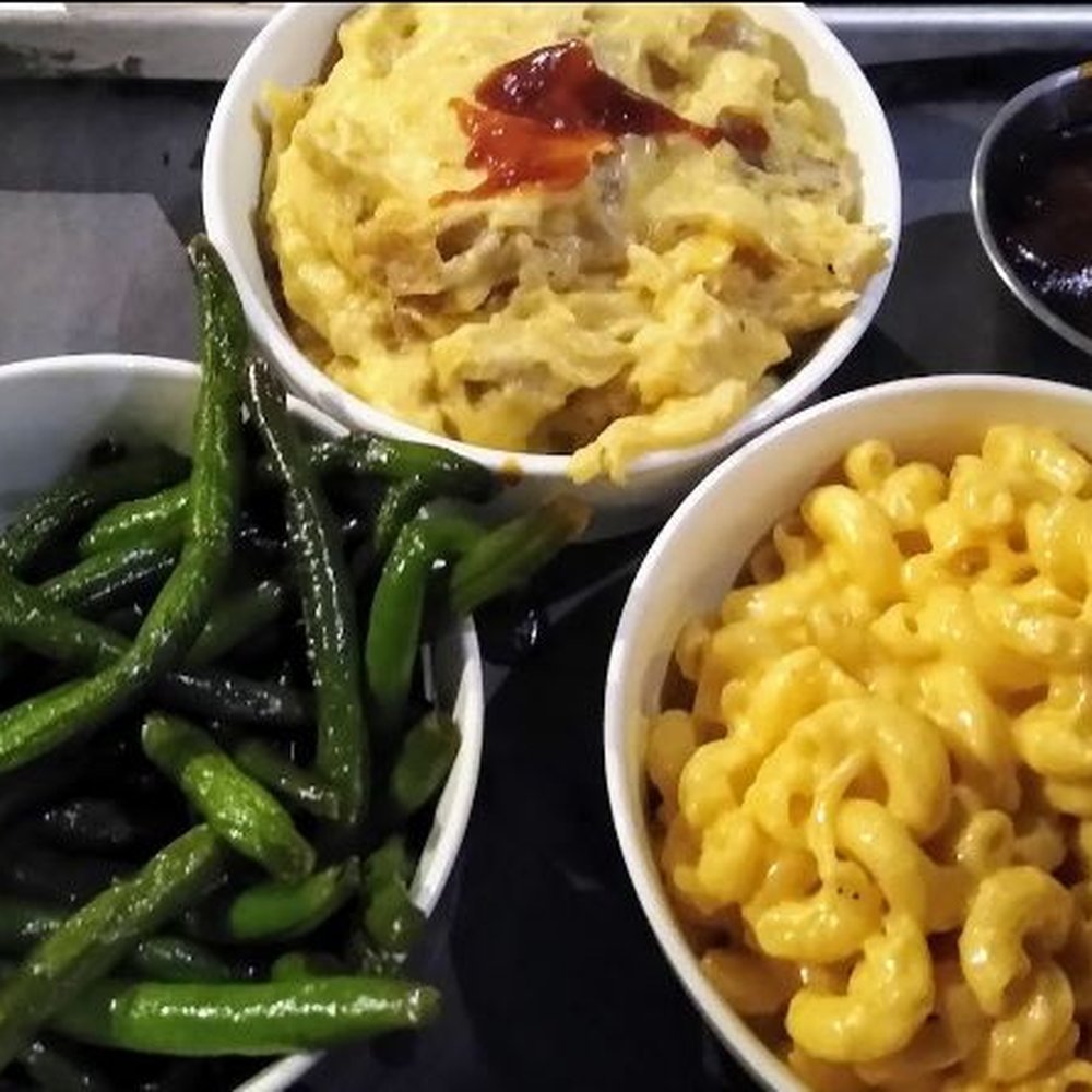 Jack Daniel's - Side Trio...mac & cheese, green beans, and mashed potatoes. - Southern Near Me - Nashville, Tennessee Jack Daniel's - Side Trio...mac & cheese, green beans, and mashed potatoes. - Southern Near Me - Nashville, Tennessee