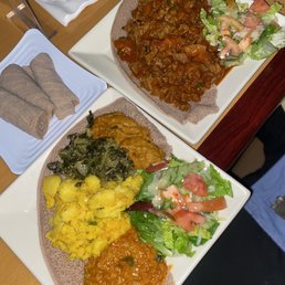 two plates of food on a table two plates of food on a table