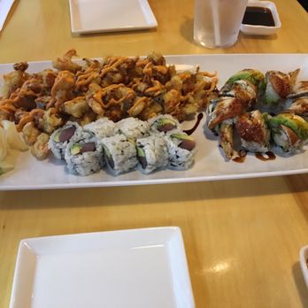Ato Sushi - Popcorn lobster roll, tuna and avocado roll, and something dragon roll that had eel on top of a shrimp tempura roll. - Sushi Bars Near Me - Grand Rapids, Michigan