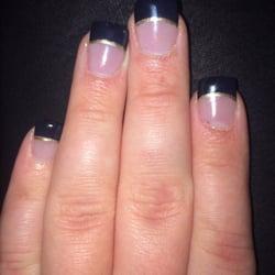 Nail Trix - Black tips with gold, perfect for a classy new years nail! :)