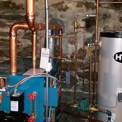 Olde Town Oil - Our new efficient boiler and hot water system.